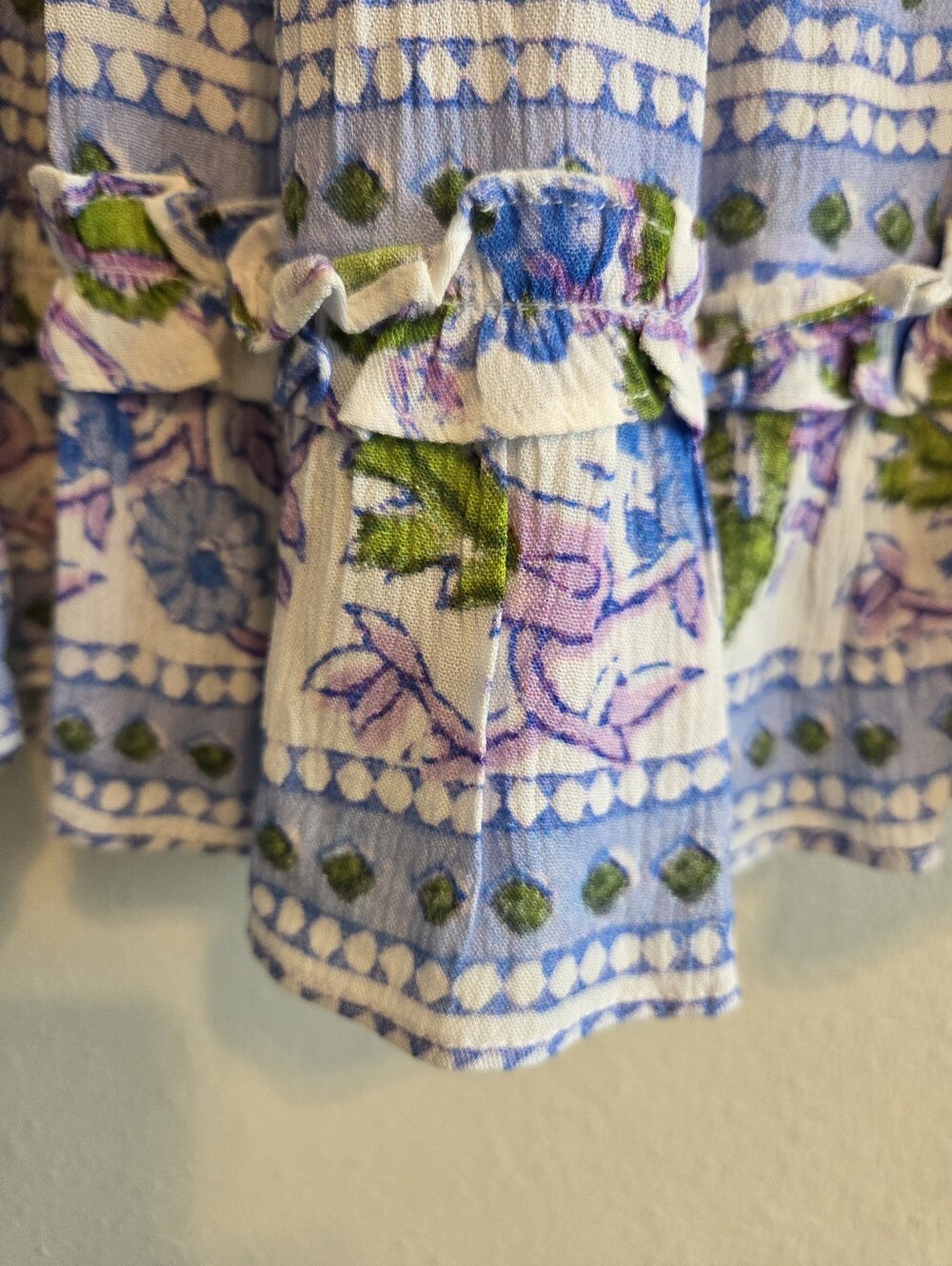 Playa Lucila One-Shoulder Floral Pleated Tiered Ruffle Mini Dress Sz S Festival - Picture 4 of 10